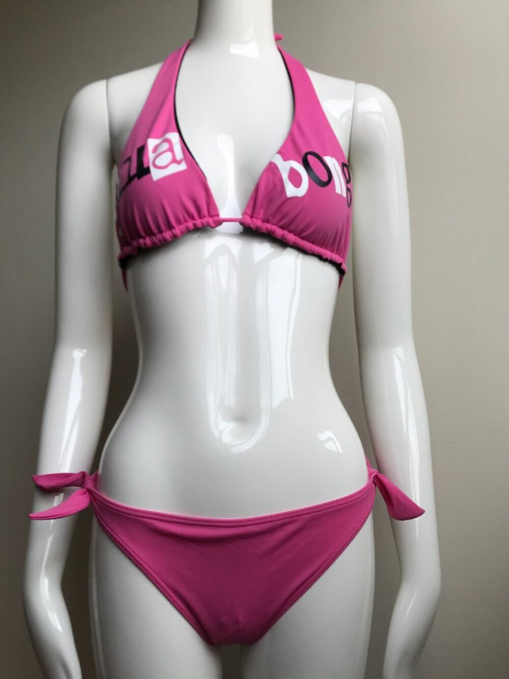 Billabong BLUE CRUSH era Vintage bikini pink logo reversible halter top set RARE